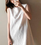 Dress Boho Dresses Women Casual Beach Sundress Sleeveless Cotton linen Dress female Vestidos maxi bodycon dress
