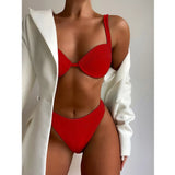 Waist Bikini Underwire Push Up Swimwear Women 2021 Sexy Swimsuit Female Two Pieces Bikini Set Bather Bathing Suit