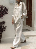 2025 New Women's Long-Sleeved Shirt Loose Pants Two