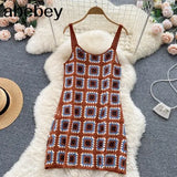 Dresses Knit Cut Out Dress Jurk Dames Beach Dresses for Women 2022 Strap Sleeveless Female Vestidos Mujer