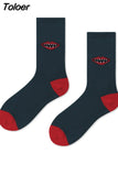 Harajuku Men Socks Funny Colorful Cartoon Dot Striped Sokken Casual Japanese Style Street Skateboard Calcetines