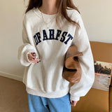 Toloer 2024 New Embroidered Letter Thin Hoodie Female Loose Round Collar Fashion Student Long Sleeve Jacket Coat