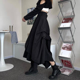 Party Casual Vintage Victorian Skirt Women Black High Street Korean Gothic Y2k Skirt Female Long Chic Irregular Fashion Party