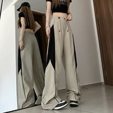 Contrasting Straight Leg Sweatpants-Outfit