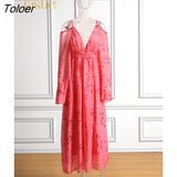 Print Boho Spaghetti Strap Beach Dress Fashion V-neck Sexy Women Long Dress Off Shoulder Pleated Casual Maternity