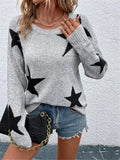 And Winter Loose Round Collar Star Pattern Knitted Long-Sleeved