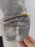 Fashion Three-dimensional Zipper Pocket Skirt Camouflage Low Waist Mini Denim Skirts With Belt Summer 2023 New