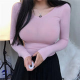 New Summer T Shirt Women Elasticity T-Shirt Woman Clothes Tops Slim Tshirt Female Long sleeve Crop Top Womens Sexy