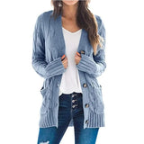 Cardigan Knitted Long Sweater Clothing Women's Long Sleeve Cable Jumper Knit Sweater Jacket Winter Tops Pull Femme