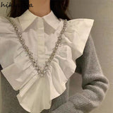 Dresses Women Patchwork Ruffles Thicked Robe Vestido Feminino Chic Beading Knitted Tunic Dress 2023 Vestidos De
