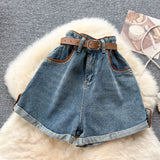 And Waist Cowboy Broad-Legged Shorts Women Retro Niche High-Rise Thin Casual Hot