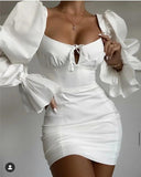 Vintage Puff Sleeve Square Mini