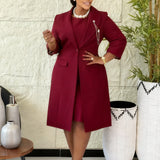 Women's Elegant Elastic Body Solid Suit Jacket Sling Skirt Two Sets Of African Fashion