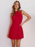 Spring And Summer New Sleeveless Dress Solid Color Collar Temperament Body-Clad Hip