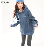Women Plush Hooded Sweatshirt 2022 Winter Long Sleeve Loose Hoodie Green Blue Warm Casual Streetwear