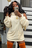 Puff Sleeves Zipper Blank Hooded