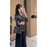 Retro Green High-Waisted Plus Velvet Slack Autumn And Winter New Set Thin Corduroy Broad Leg