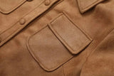Brown Suede Crop Jacket-Outfit