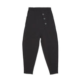 High Elastic Waist Black Button Stitch Harem Trousers New Loose Fit Pants Women Fashion Tide Spring Autumn 2023