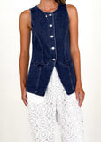 Retro Fashion Round-Neck Sleeveless Roll-Back Jacket Vest