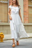 Dress Women White Dress Party Dresses Lace Beach Vacation Summer Casual Sexy Off Shoulder High Waist Hollow Out