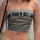 Rockmore Low Waist Mini Skirt With Sashes Y2K Patchwork Women Streetwear Fashion Summer 2000s Aesthetic Short Skirts Chic
