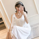 Women Solid White Sleepwear Ulzzang Fashion Comfortable Knee-length New Girls Sweet Leisure All-match Chic