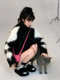 Fur Knitted Turtleneck Sweater Women Y2k Clothing Elegant Pullover Female Korean Style Tops Chic Outwear 2022