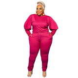 Size Clothing 5xl Two Piece Outfits Women Sweatsuit Stretch Top Sweatpants Leggings Jogger Tracksuit Wholesale