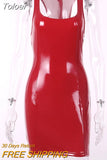 PU Patent Leather Sheath Tank Dress PVC Latex Nightclub Dresses Bodycon Package Hip Summer Women Short Mini Low Cut