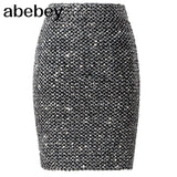 Bling Women Skirts Gold Sequin Mini Skirt OL Bodycon Pencil Skirt Short Wrap Skirt Streetwear Party Simple Spring