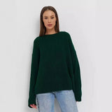Toloer / Winter 2024 Round Collar Loose Long Sleeve Basic Casual Sweater