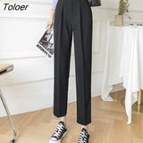 Fashion Female Pants Spring Straight Black White Khaki Trousers Suits Formal Casual S-XL New Women's Pants