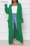 Streetwear Warm Knitted Open Stitch for Women Y2K Clothes Casual Solid Color Full Sleeve Side Pockets Thick Cardigan