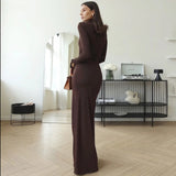 Turtleneck Long Sleeve Wrap Maxi Dress-Outfit