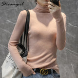 Women Winter Sweater 2020 Casual Solid Elsticity Pullover Knitted Woman Sweaters Black Turtleneck Sweater