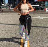 Letter Print High street Sweatpants Women Fashion High Waist Trouser Joggers Pants Drawstring Trousers Harem Pants