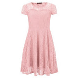 Lace Dress 2020 Women Casual Short Sleeve Beach Short Dress Solid White Black Mini Lace Dress Vestidos Plus Size