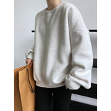 Round Neck Oversized Sweatshirt Blue Orange Gray White Blue Orange Plush Thickened Loose
