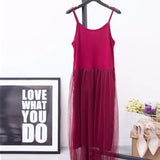 Sexy Patchwork Mesh Dress For Women Round Neck Sleeveless Rise Waist Black Dresses Female Fashion New Clothing