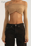 Shoulder See Through Mesh Women's T-shirt Spring 2023 Y2k Tops Long Sleeve Crop Tees Streetwear Sexy Ruched T Shirts