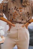 MODA 2023 Autumn Winter Women Beading Flowers Warm Turtleneck Sweater Jumper Female Elegant Loose Pullovers Chic