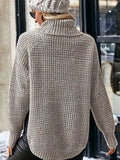 And Winter Women's Sweater Fashion High-Pin Open Fork Cover Long-Sleeved Knitted Shirt
