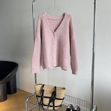 Women's Bat Sleeve V-Neck Oversized Sweater Thick Cardigan Autumn Winter 2022 New Knit