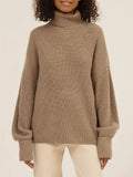 Turtleneck Oversized Sweater Women Blue Warm Loose Knitted Pullover Women Thick Turtleneck Jumper Sweaters Yellow