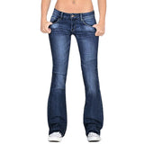 New Women Flare Jeans Slim Denim Trousers Vintage Bell Bottom Jeans High Waist Pants Stretchy Wide Leg