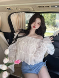 Party Sannian Women Blouse 2022 Early Spring New One-shoulder Beautiful Small Shirt Short Chiffon Shirt Women Clothes