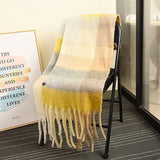 Winter Color Block Thickened Scarf Shawl Female Korean Style Versatile Four Color Gradient Tie Dye