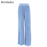 Pleated Wide Leg Pants Sets Women Elastic High Waist Ruched Palazzo Pants + Loose Blouse Shirt Sets Oversized