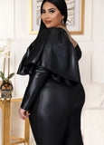 Leather Sexy Slash Shoulder Plus Size Party